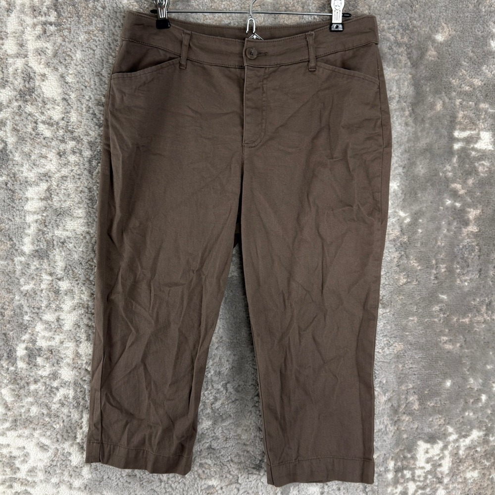St. John's Bay Size 12 Casual Stretch Comfort Capri Pants Brown Sleeveless Women